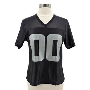 NFL Team Apparel Womens Medium Jersey Las Vegas Raiders Football Black Silver 00